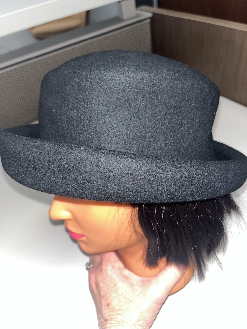 Amanda Smith Black Wool Bowler Hat for Women